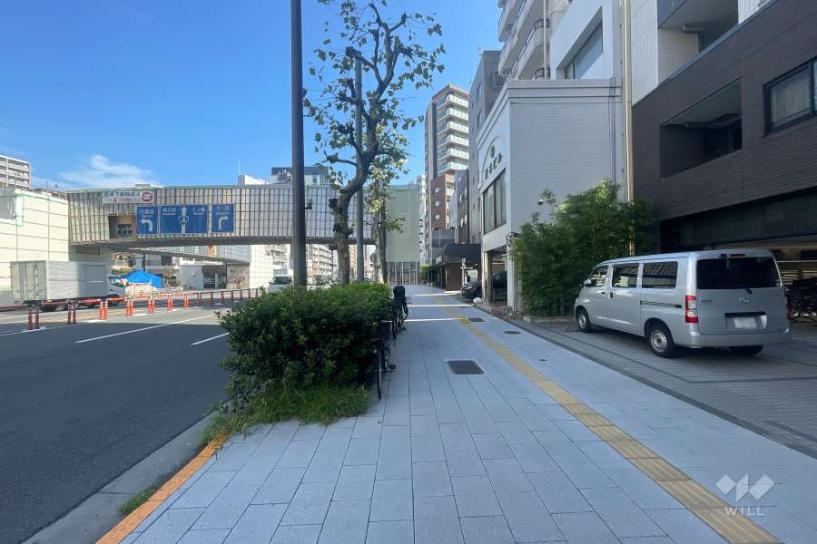 敷地の北西側前面道路（南西側から）