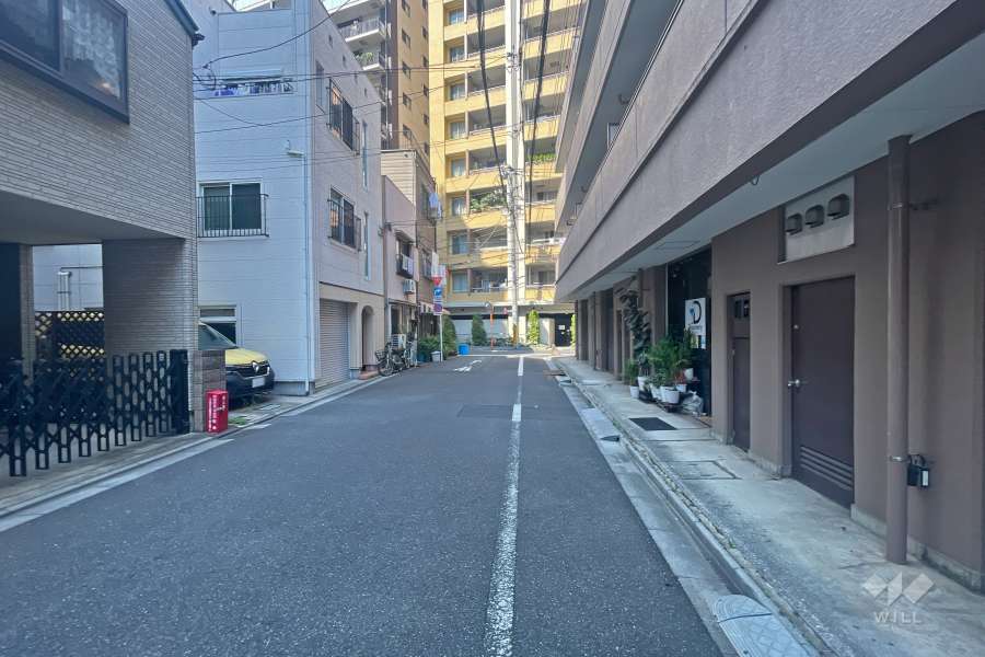 敷地西側の前面道路（南側から）
