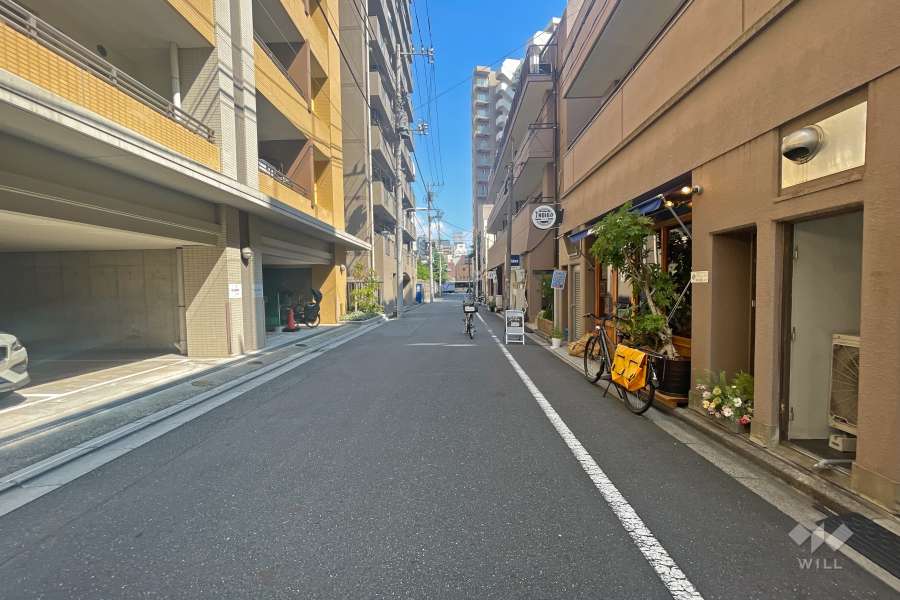 敷地北側の前面道路（西側から）