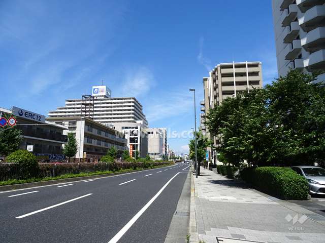 敷地北側の前面道路。国道2号線です。