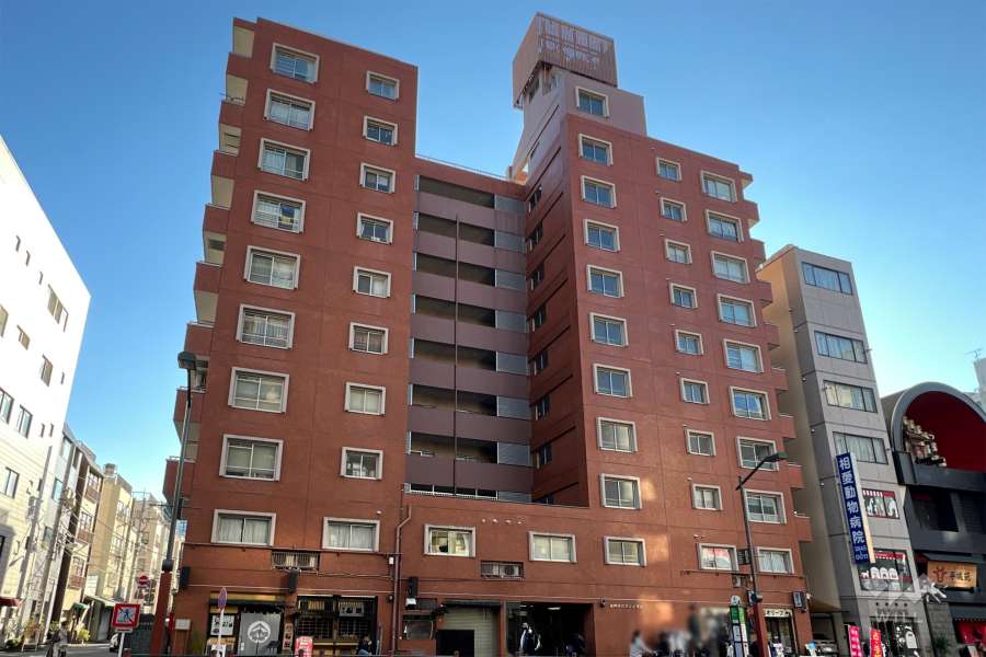 雷門永谷マンションの外観（北東側から）