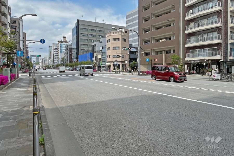 敷地の南側前面道路（東側から）