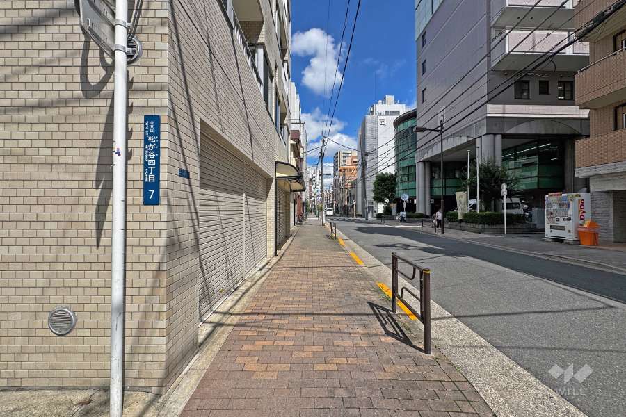 敷地の東側前面道路（南側から）