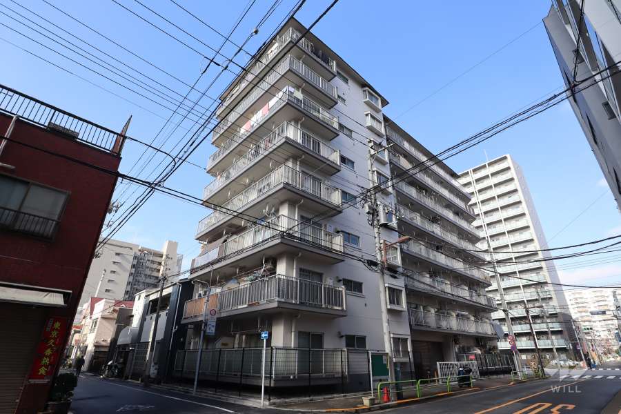 三の輪フラワーマンションの外観(南東側から)
