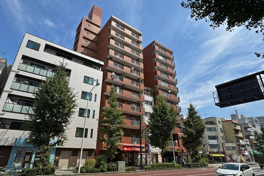 ライオンズマンション鶯谷の外観（北西側から）