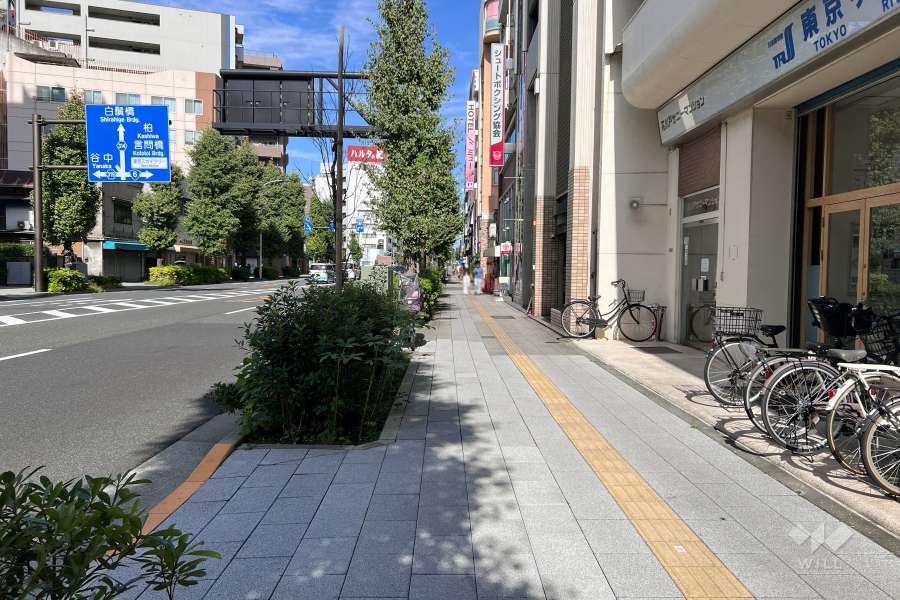 敷地北西側の前面道路（南西側から）