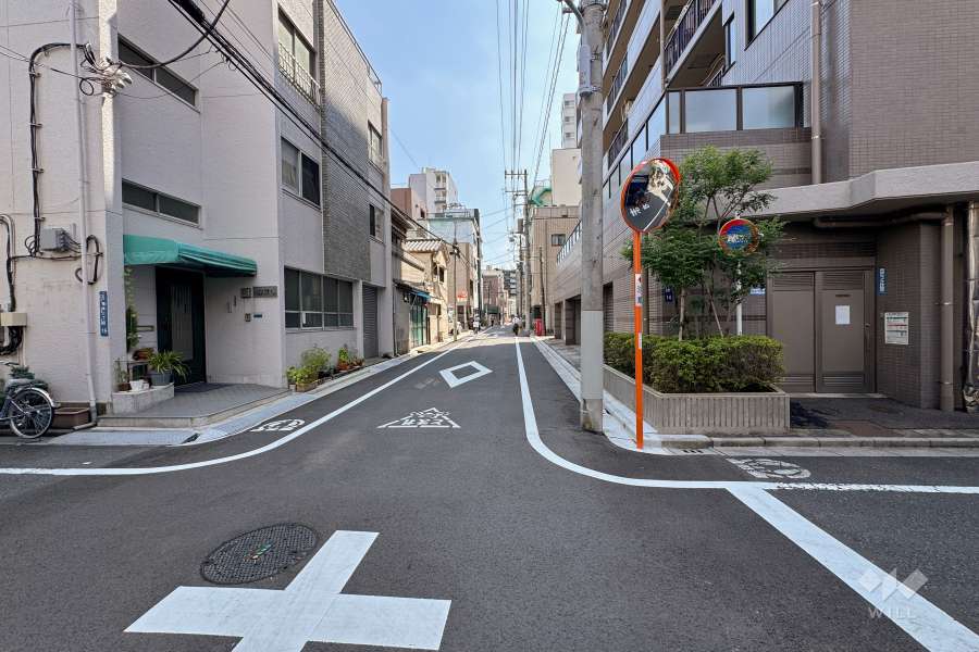 敷地東側の前面道路（北側から）