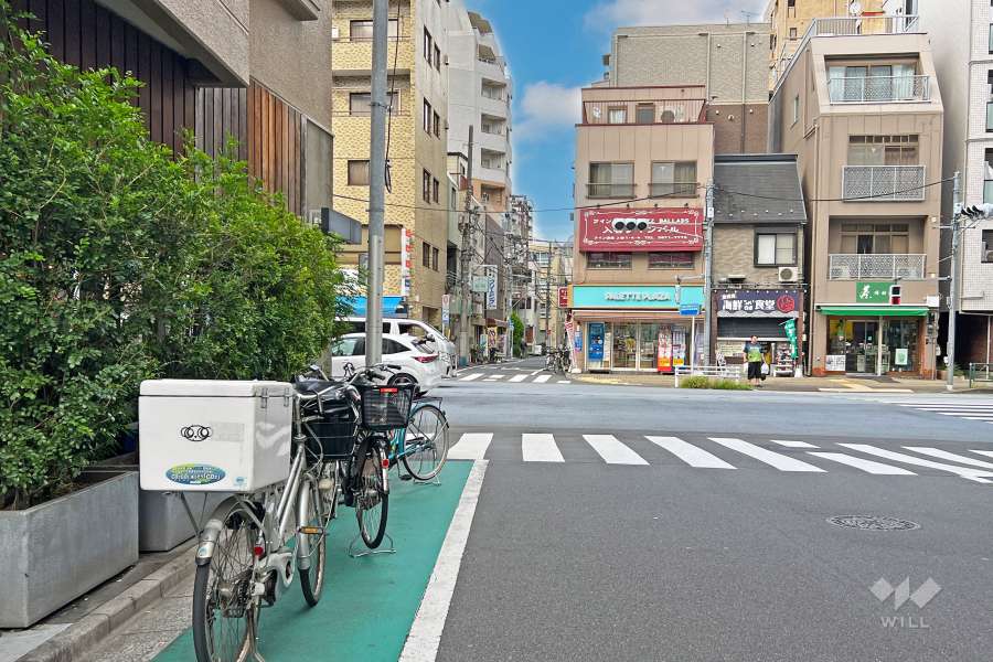敷地の東側前面道路は駒中通りです（南側から）。