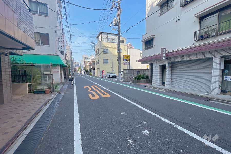 敷地西側の前面道路（南側から）