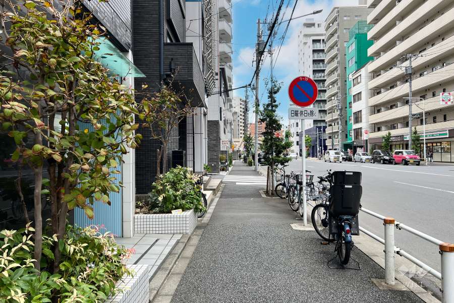 敷地の東側前面道路（南側から）