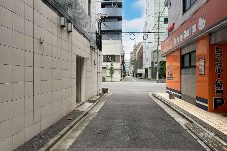 敷地南側の前面道路(西側から)