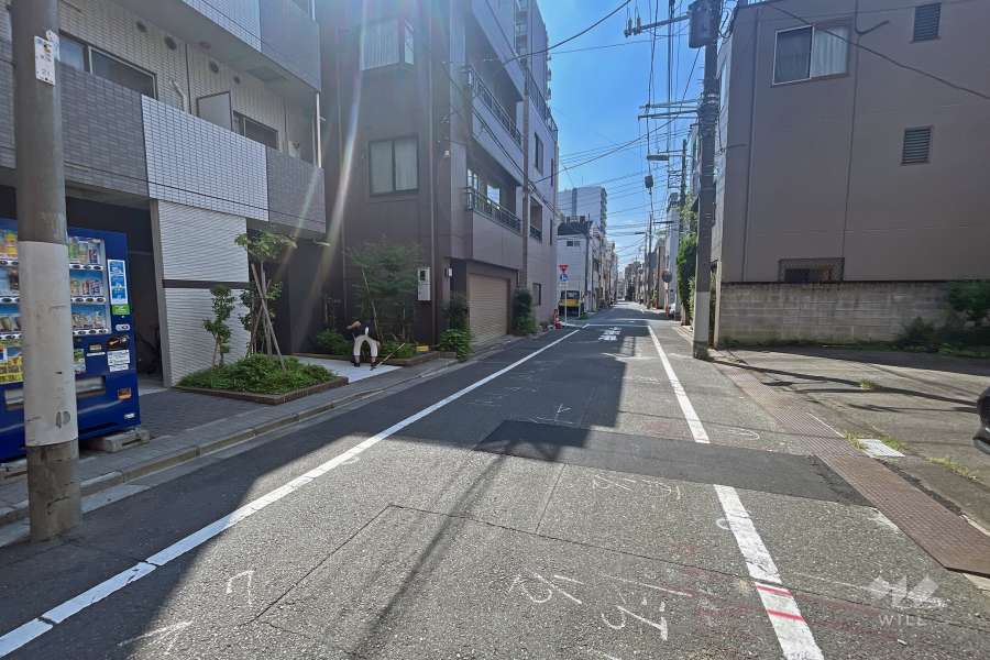 敷地の西側前面道路（北側から）