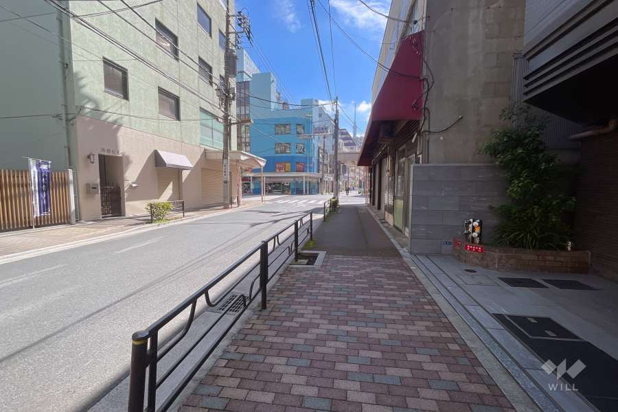 敷地の北側前面道路（西側から）