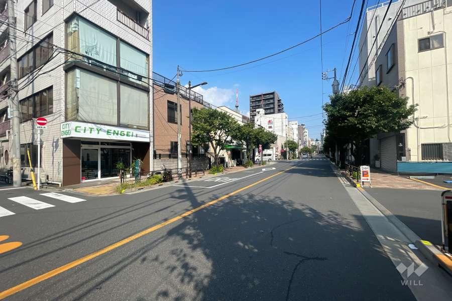 敷地南側の前面道路（西側から）