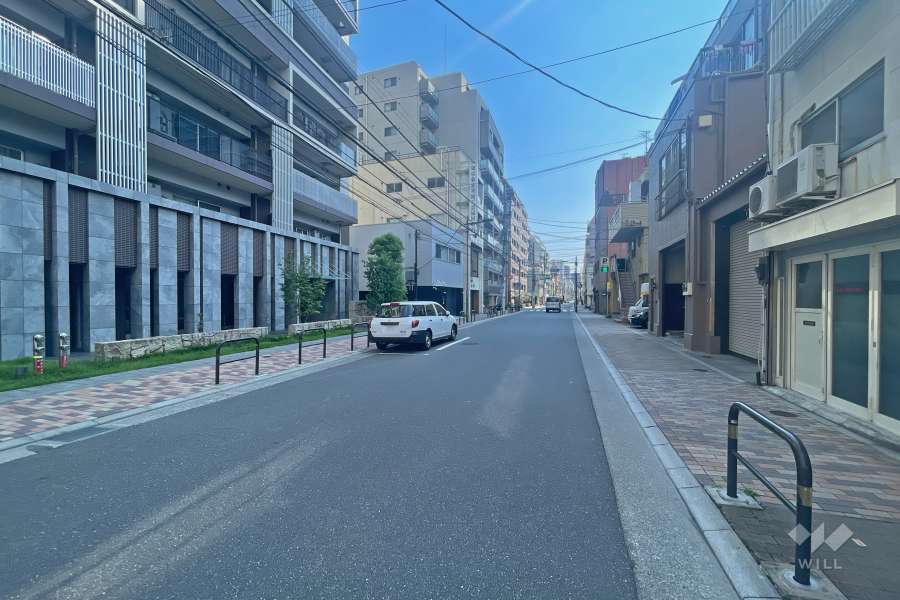 敷地西側の前面道路（北側から）