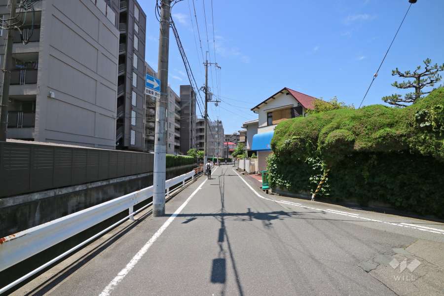 敷地北西側の前面道路（北東側から）