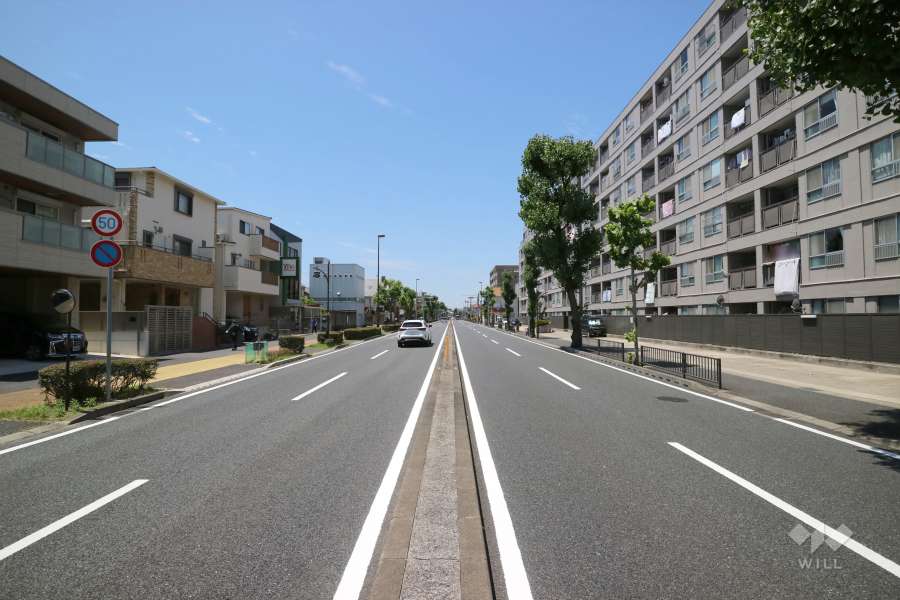 敷地南東側の前面道路（北東側から）
