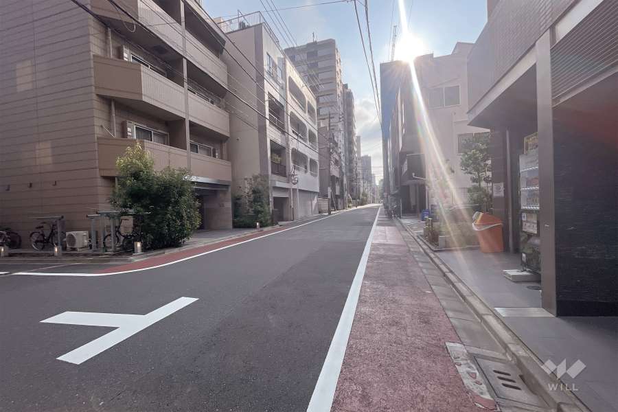 敷地北側の前面道路（西側から）