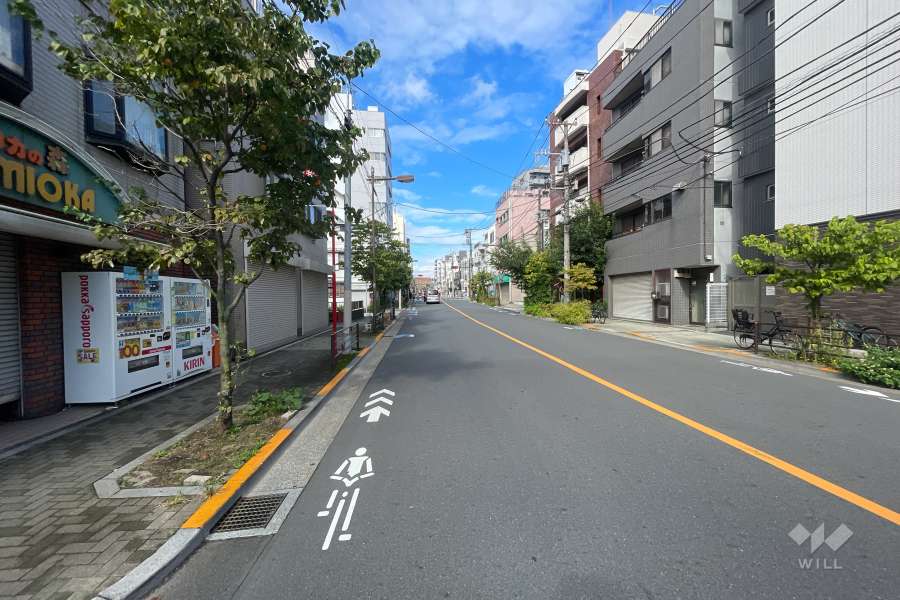 敷地東側の前面道路（北側から）