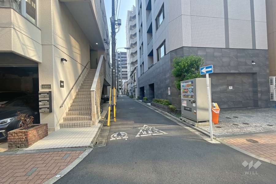 敷地東側の前面道路（北側から）