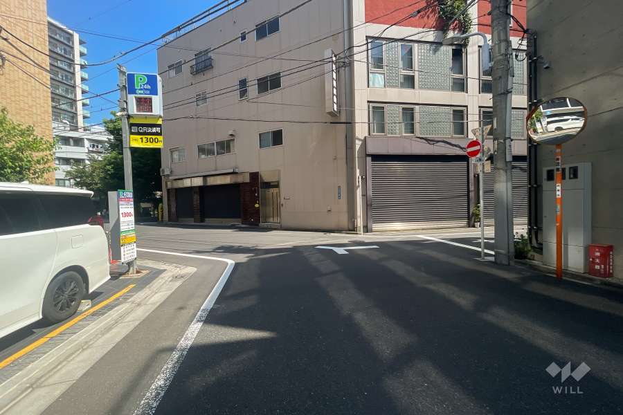 敷地南側の前面道路（西側から）