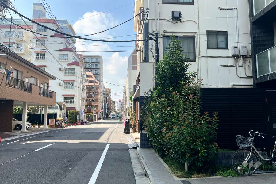 敷地の南西側前面道路（南東側から）