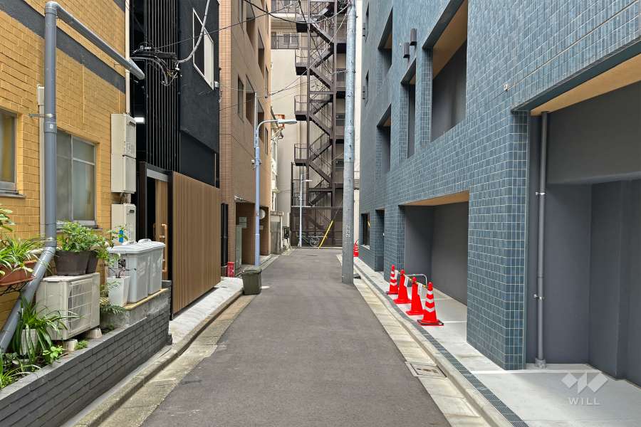 敷地の東側前面道路（北側から）