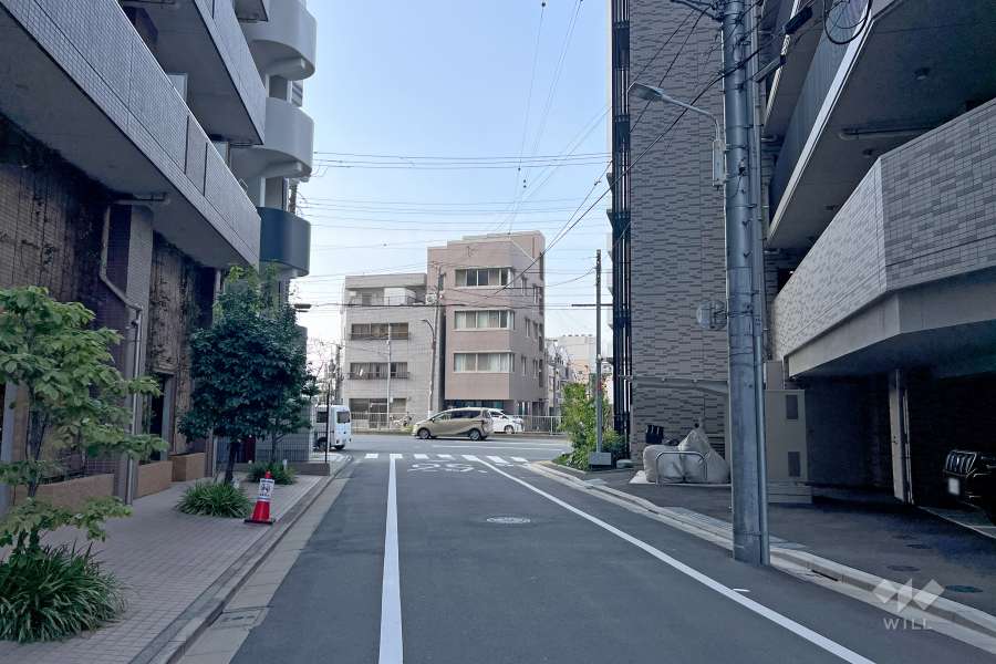 敷地西側の前面道路