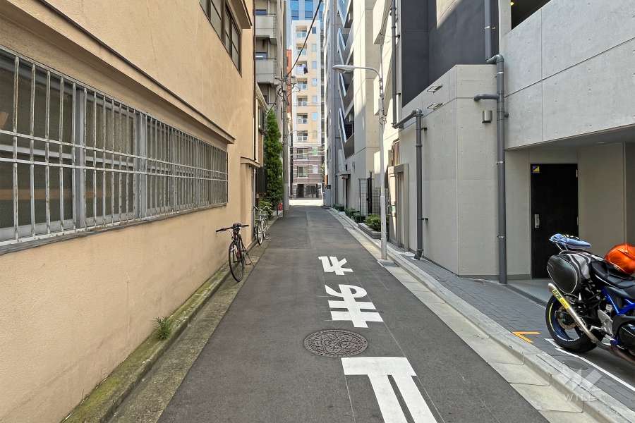 敷地の南側前面道路（東側から）
