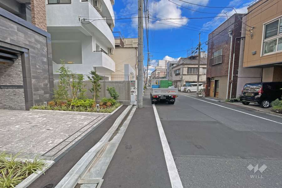 敷地の東側前面道路（南側から）
