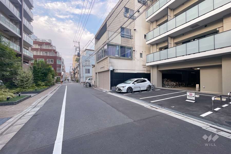 敷地西側の前面道路（南側から）
