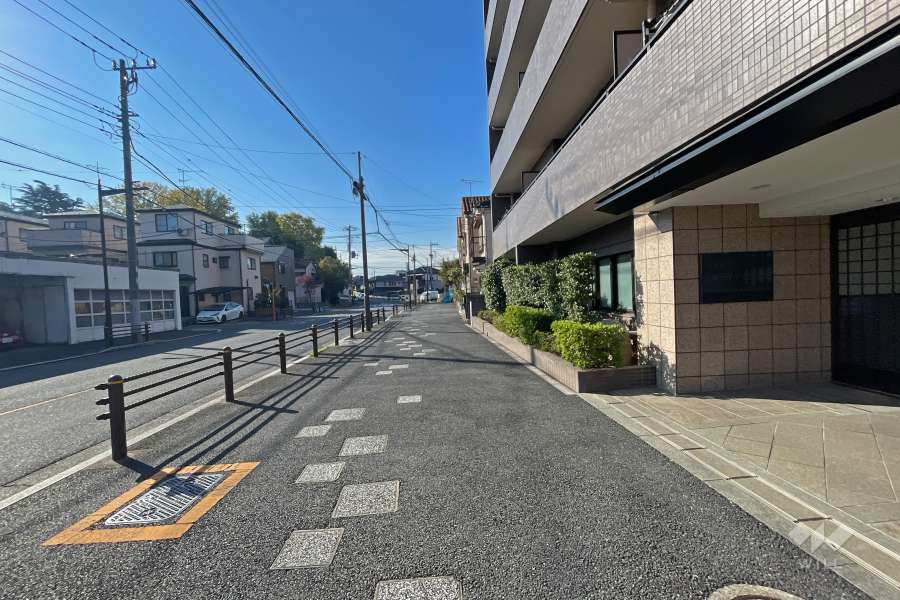 敷地東側の前面道路（北側から）