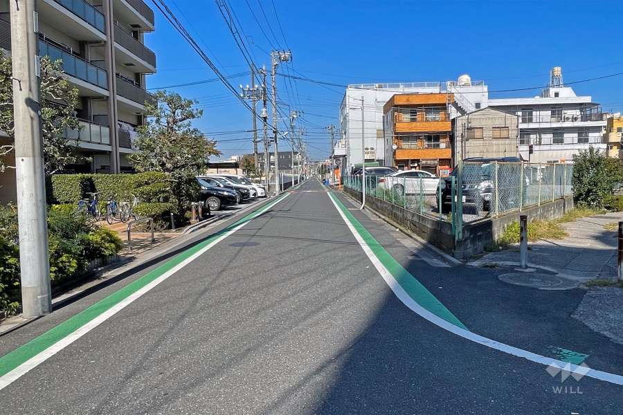 敷地の西側前面道路（南側から）