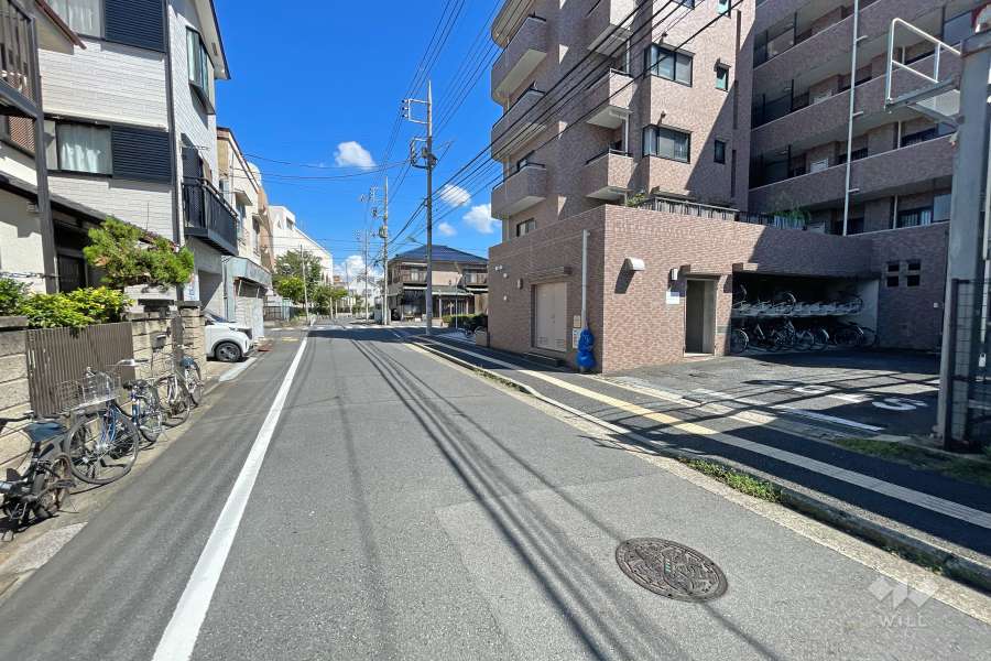 敷地北側の前面道路（西側から）