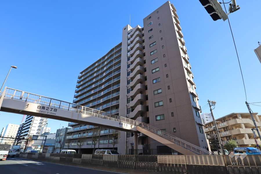 ライオンズマンション葛飾青戸の外観(南西側から)