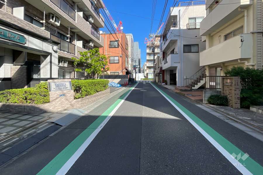 敷地の東側前面道路（南側から）