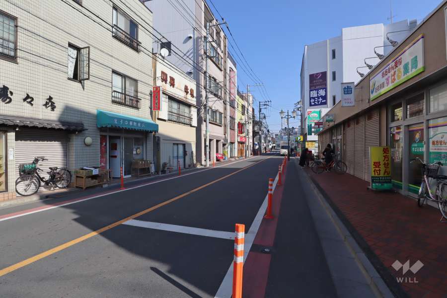 敷地北側の前面道路（西側から）　