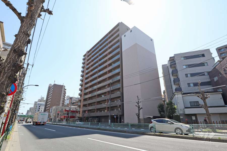 レクセルマンション亀有の外観（北東側から）