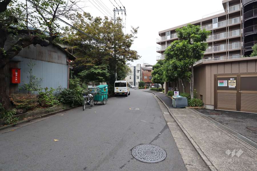 敷地北側の前面道路(西側から)