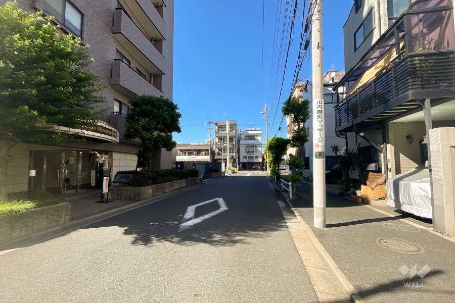敷地の東側前面道路（南側から）