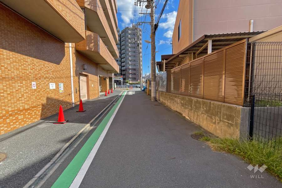 敷地南側の前面道路（西側から）
