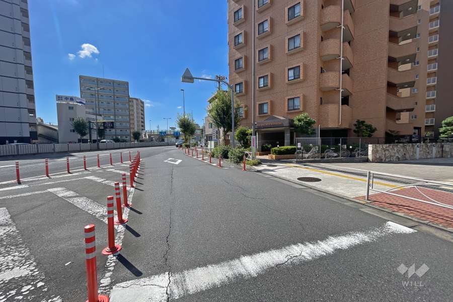 敷地南東側の前面道路（北東側から）