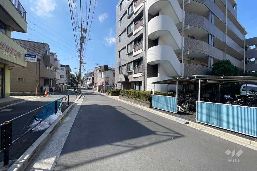 敷地の北側前面道路（西側から）