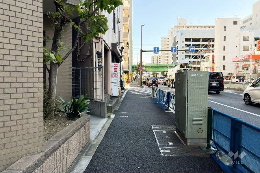 敷地の西側前面道路（北側から）