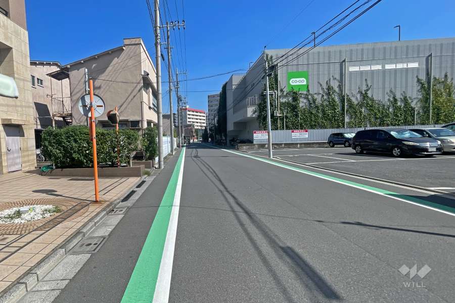 敷地南側の前面道路（西側から）