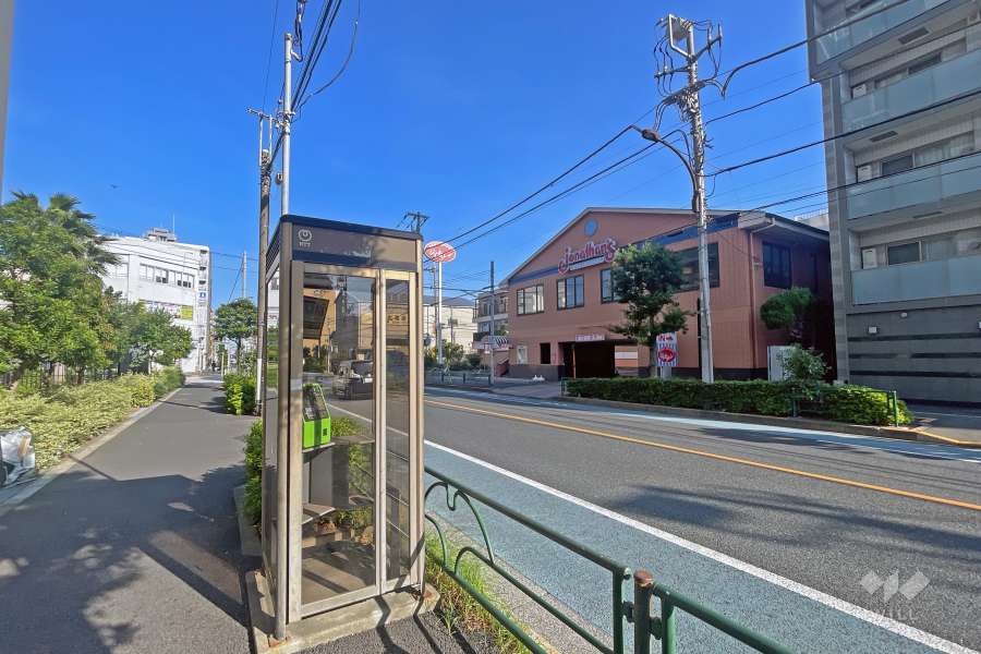敷地の北側前面道路は平和橋通りです（東側から）。