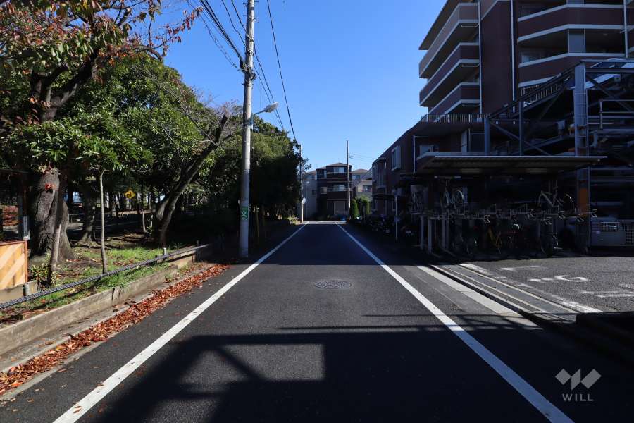 敷地北側の前面道路(西側から)