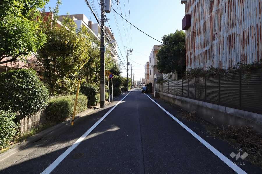 敷地西側の前面道路(北側から)