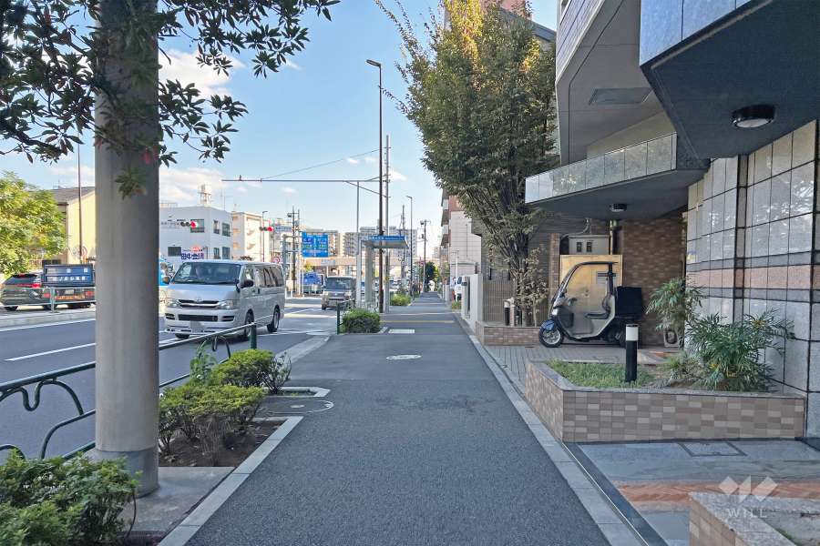 敷地の東側前面道路（北側から）
