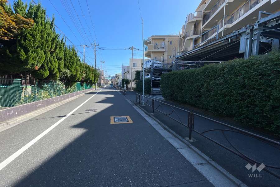 敷地の北側前面道路（西側から）